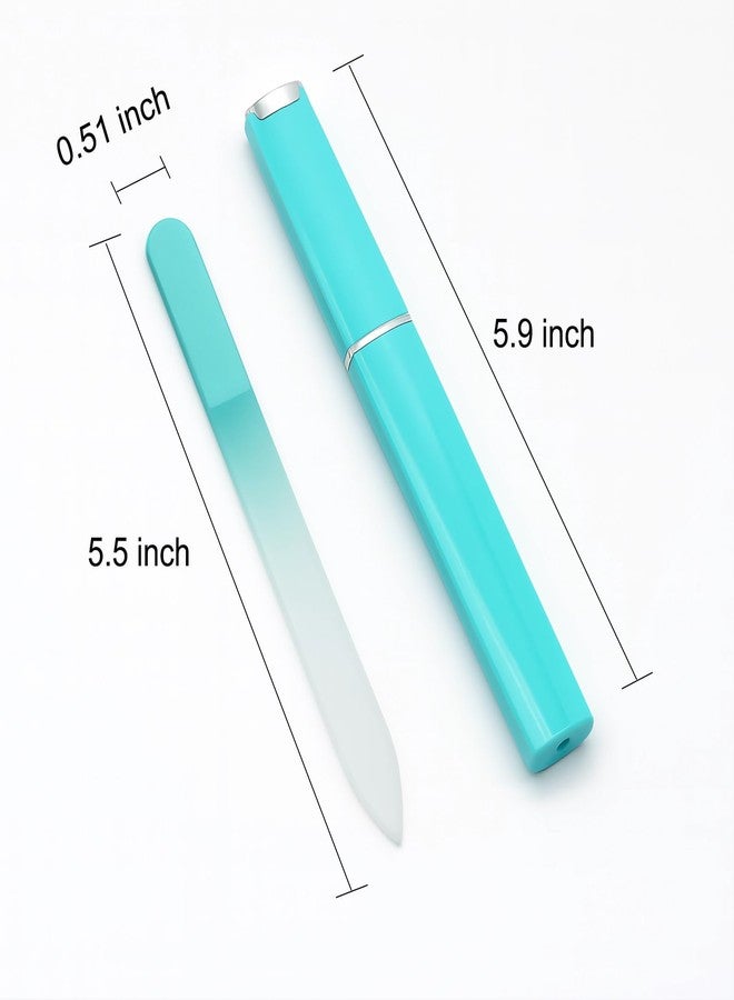 HomTop Glass Nail File with Case, 1 Pack Crystal Fingernail File for Natural Nails – Double-Sided Etched Czech Glass Nail Filer, Gentle Nail Care, Portable Manicure Tool for Women & Men (Green) - Image 2